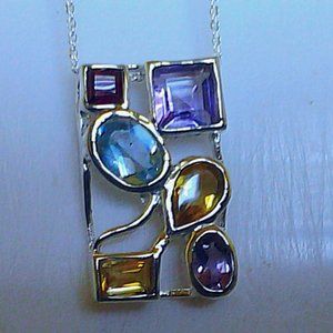 STERLING SILVER MULTI STONE NECKLACE